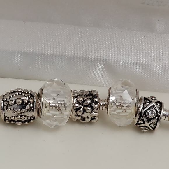 Swarovski Elements Charm Bracelet Horseshoe Silver Tone Beads Crescent Box Lucky - Picture 6 of 11